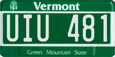 VT license plate UIU481