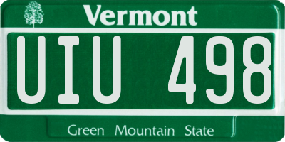 VT license plate UIU498