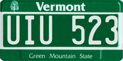 VT license plate UIU523