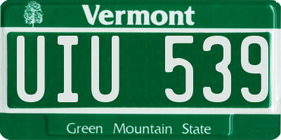 VT license plate UIU539