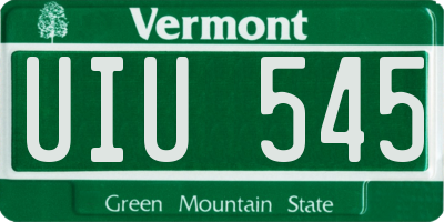 VT license plate UIU545