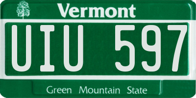 VT license plate UIU597
