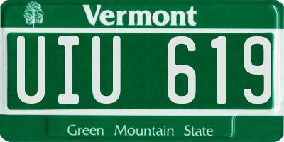 VT license plate UIU619
