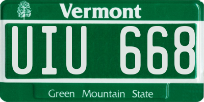 VT license plate UIU668