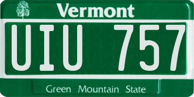 VT license plate UIU757