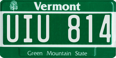 VT license plate UIU814
