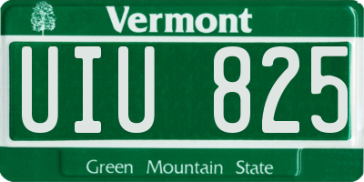 VT license plate UIU825
