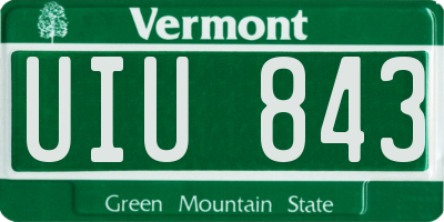VT license plate UIU843