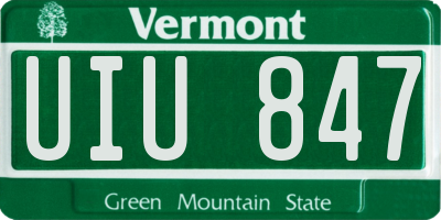 VT license plate UIU847