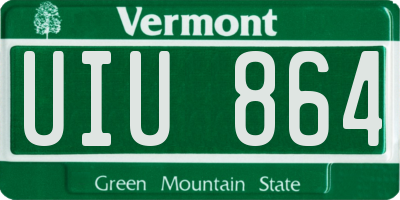 VT license plate UIU864