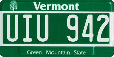 VT license plate UIU942