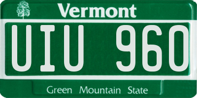 VT license plate UIU960