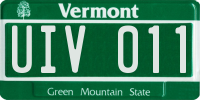 VT license plate UIV011