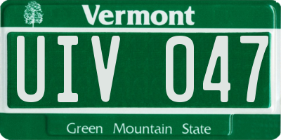 VT license plate UIV047