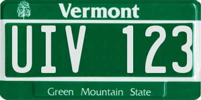 VT license plate UIV123
