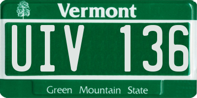 VT license plate UIV136
