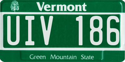 VT license plate UIV186
