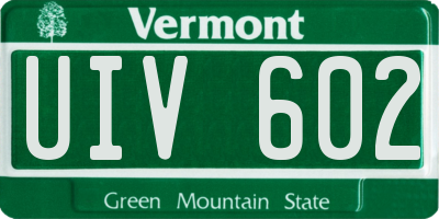 VT license plate UIV602