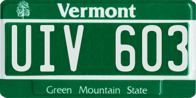 VT license plate UIV603