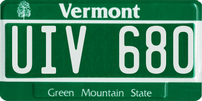 VT license plate UIV680
