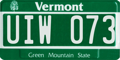 VT license plate UIW073