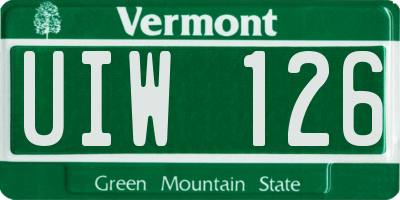 VT license plate UIW126