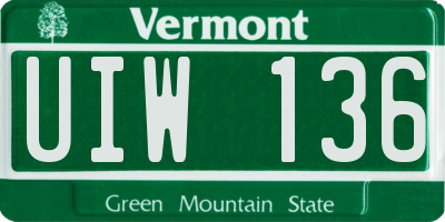VT license plate UIW136