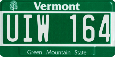 VT license plate UIW164
