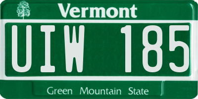VT license plate UIW185