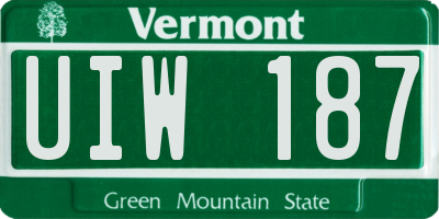 VT license plate UIW187