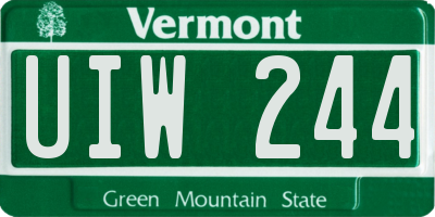 VT license plate UIW244