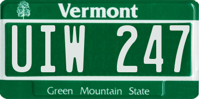 VT license plate UIW247