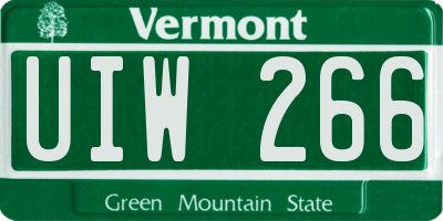 VT license plate UIW266