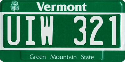 VT license plate UIW321