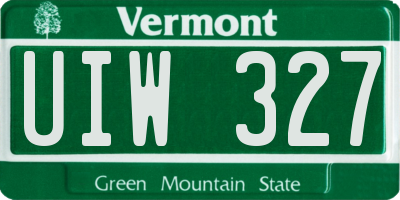 VT license plate UIW327