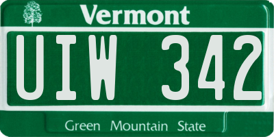 VT license plate UIW342