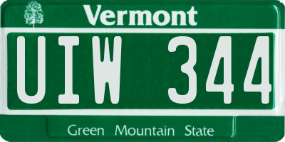 VT license plate UIW344