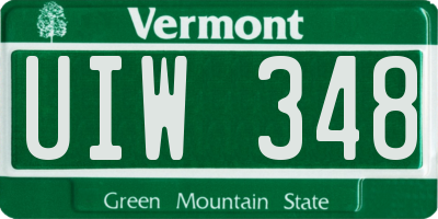 VT license plate UIW348