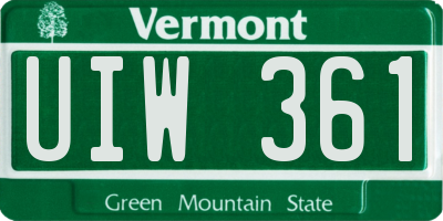 VT license plate UIW361