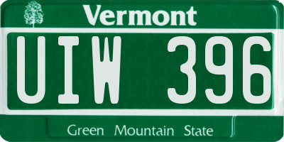 VT license plate UIW396