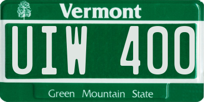 VT license plate UIW400