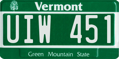 VT license plate UIW451