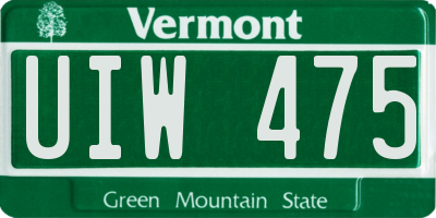 VT license plate UIW475
