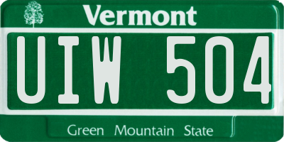 VT license plate UIW504