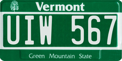 VT license plate UIW567