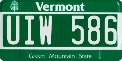VT license plate UIW586