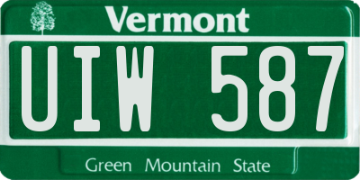 VT license plate UIW587