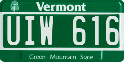 VT license plate UIW616