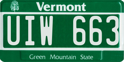 VT license plate UIW663