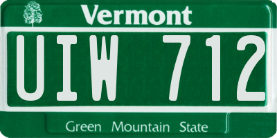 VT license plate UIW712